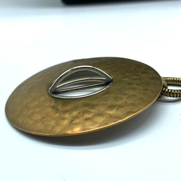 Baer SF Vintage Marjorie Baer Of San Francisco‎ Mixed Metal Hammered Pendant VTG - Picture 5 of 6